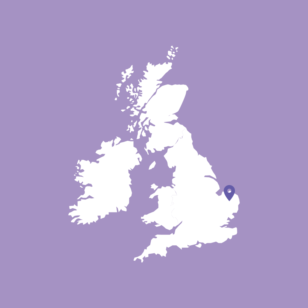 Map of the UK pin pointing Norfolk