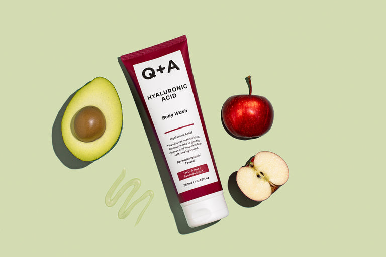 Q+A Hyaluronic Acid Body Wash with Ingredients: apple & avocado