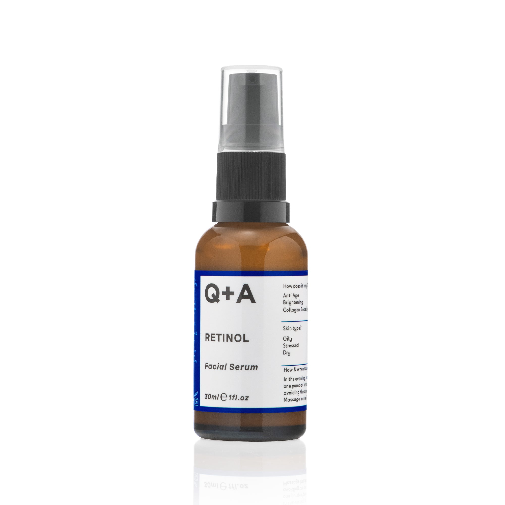 Q+A Retinol Facial Serum Bottle with pump